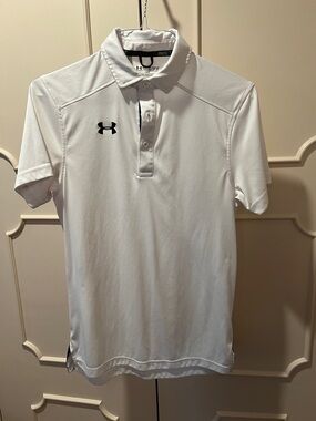 Under Armour White Men's Performance Polo with Black Logo